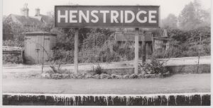 Picture of old black and white Henstridge railway station sign